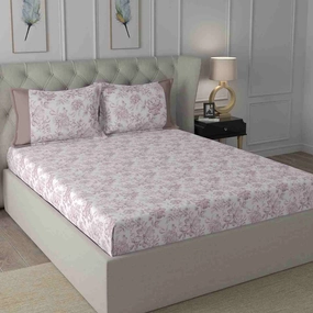Regency Alicia Printed 210TC 100 %Cotton Pink Bed Sheet with Pillow Case