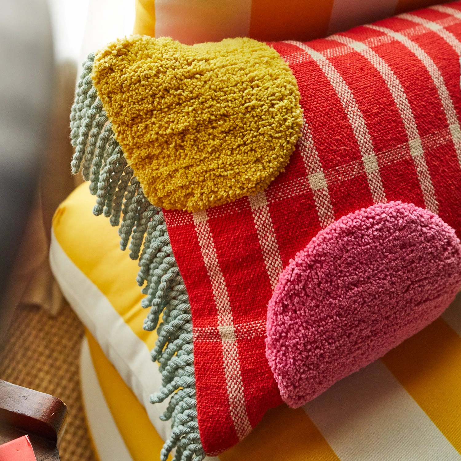 Remi Tufted Cushion - Scarlet