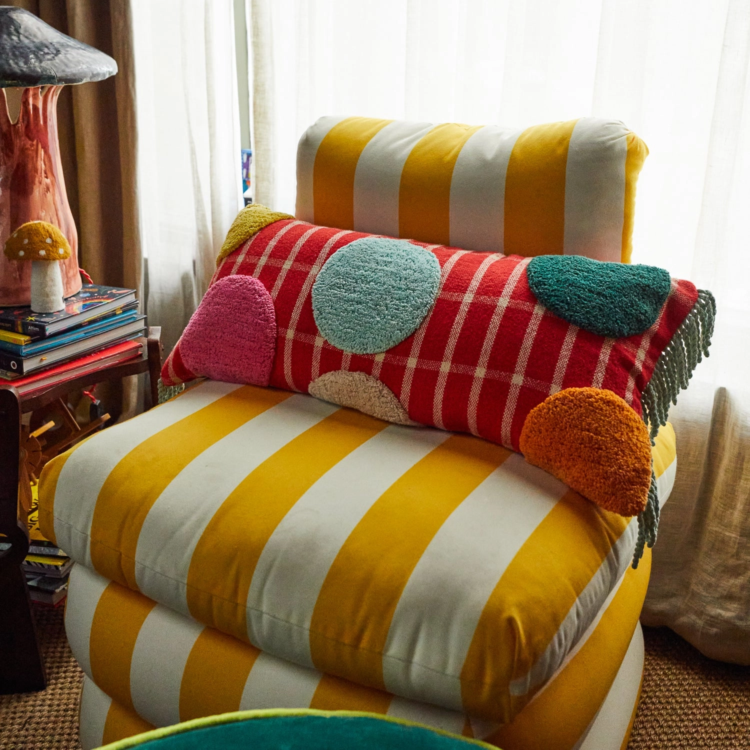 Remi Tufted Cushion - Scarlet