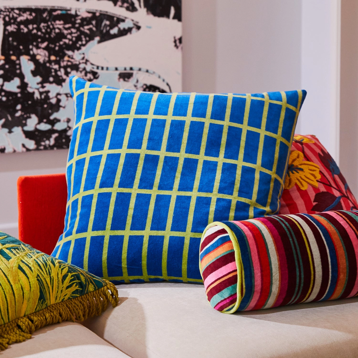 Remi Velvet Cushion - Capri