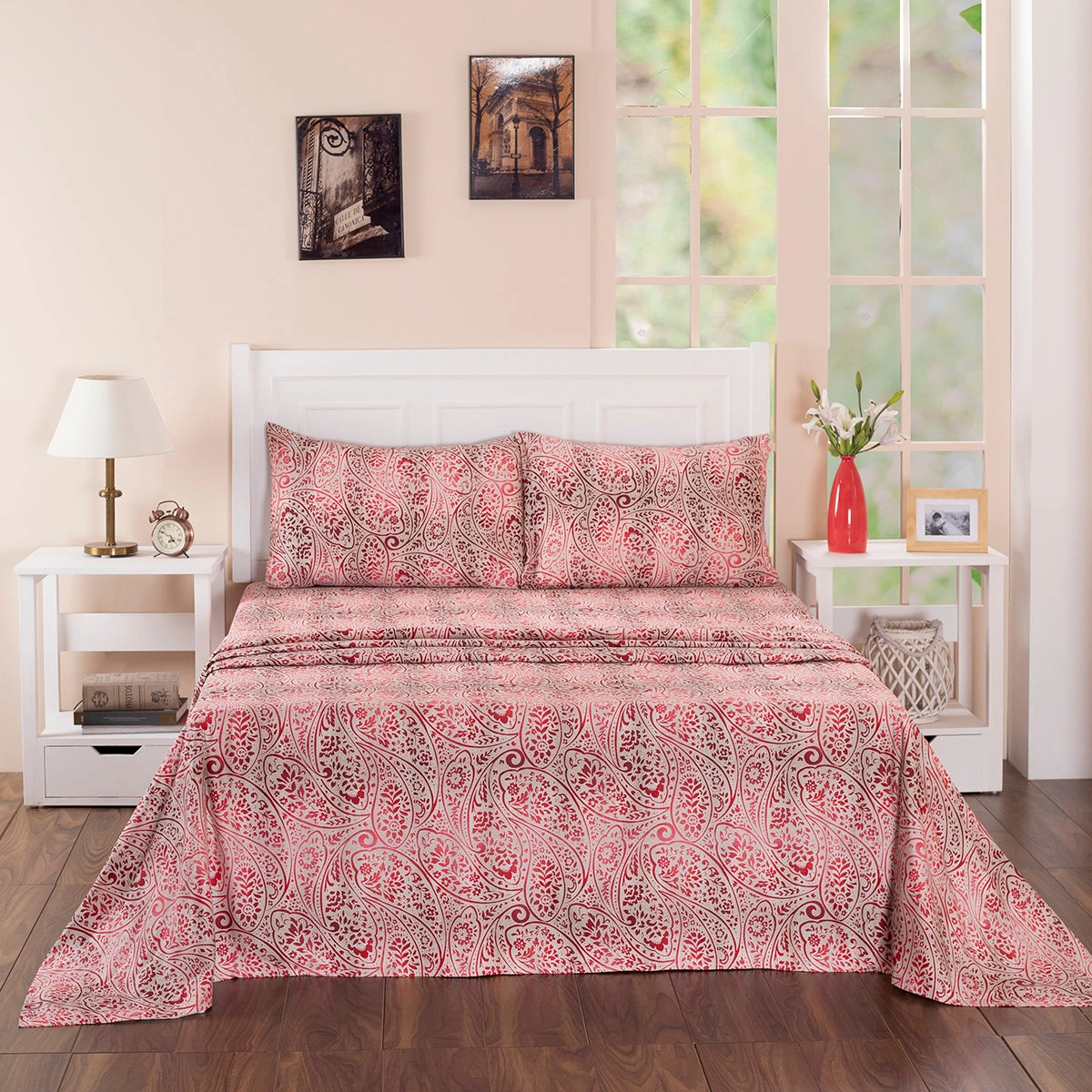Royal Botanic 200 TC Ombre Bonanza 100% Cotton Bed Sheet With Pillow Case