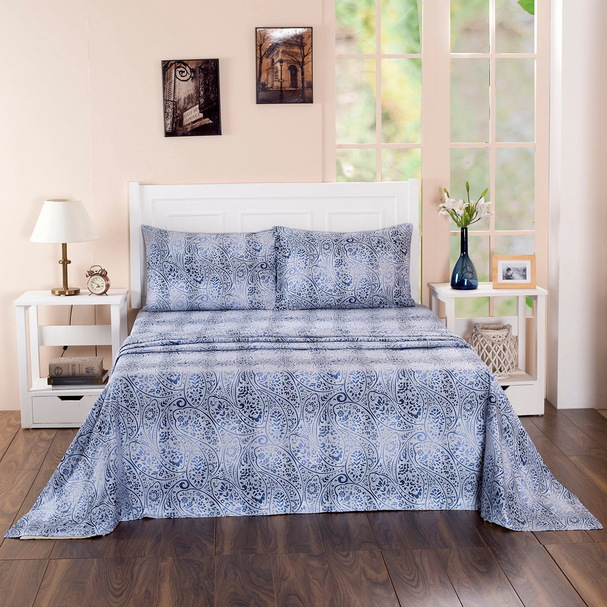 Royal Botanic 200 TC Ombre Bonanza 100% Cotton Bed Sheet With Pillow Case