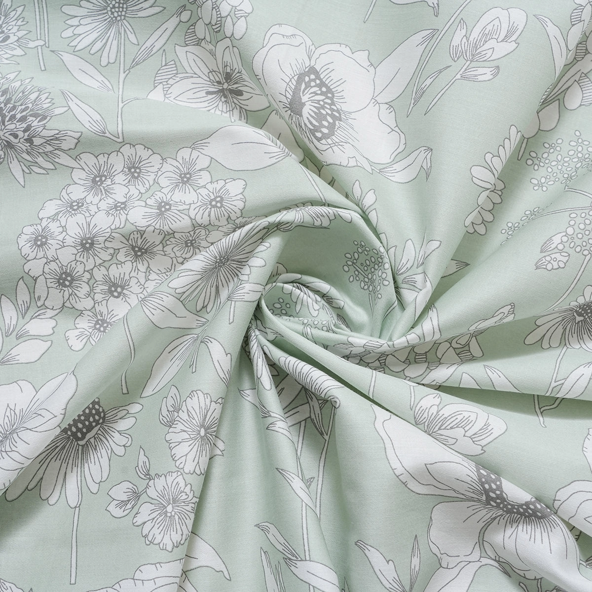 Royal Botanic 200 TC Outline Floral 100% Cotton Bed Sheet With Pillow Case