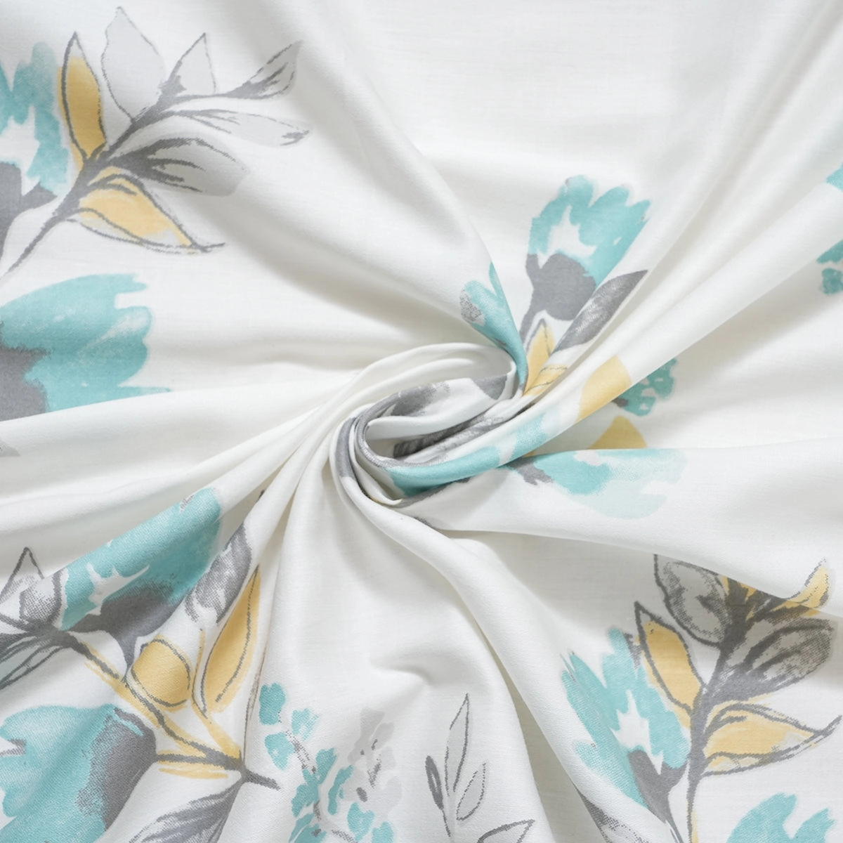 Royal Botanic 200 TC Painted Floral Blue 100% Cotton Bed Sheet With Pillow Case