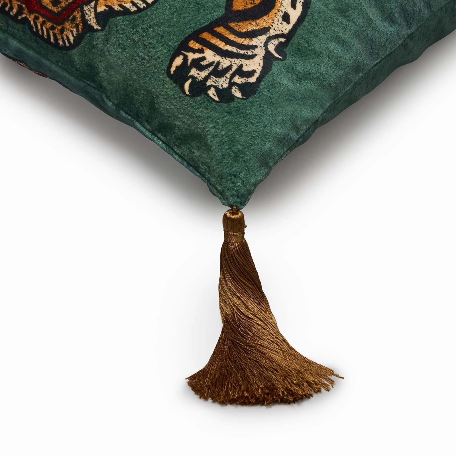 SABER Medium Tassel Velvet Cushion - Emerald
