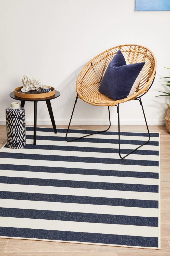 Seaside 4444 Rectangle Rug (Navy White) by Rug Culture