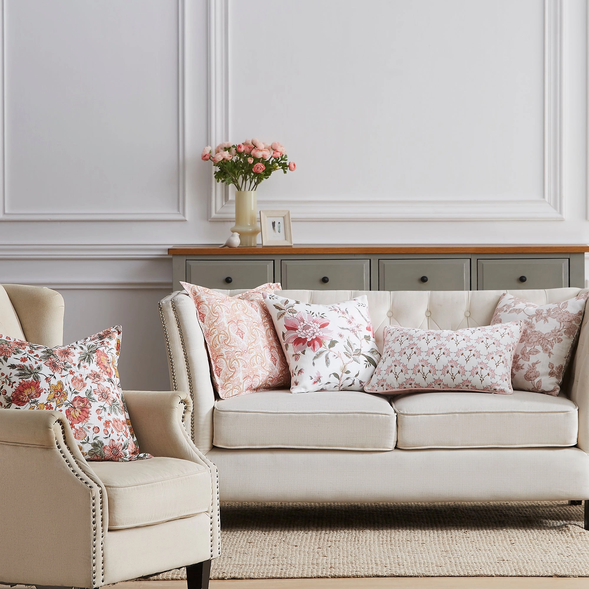 Summer Rose Peony Pink Cushion by Laura Ashley