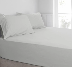 Tuscan Collection Cotton Percale Fitted Sheet Combo Set Range Silver