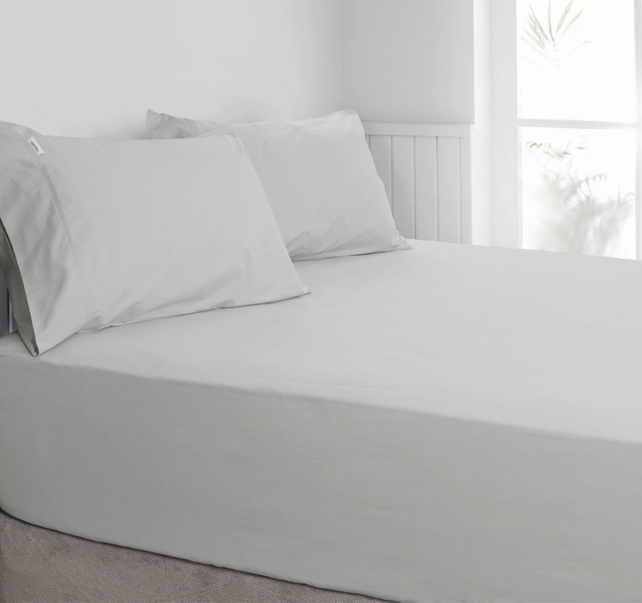 Tuscan Collection Cotton Percale Fitted Sheet Combo Set Range Silver