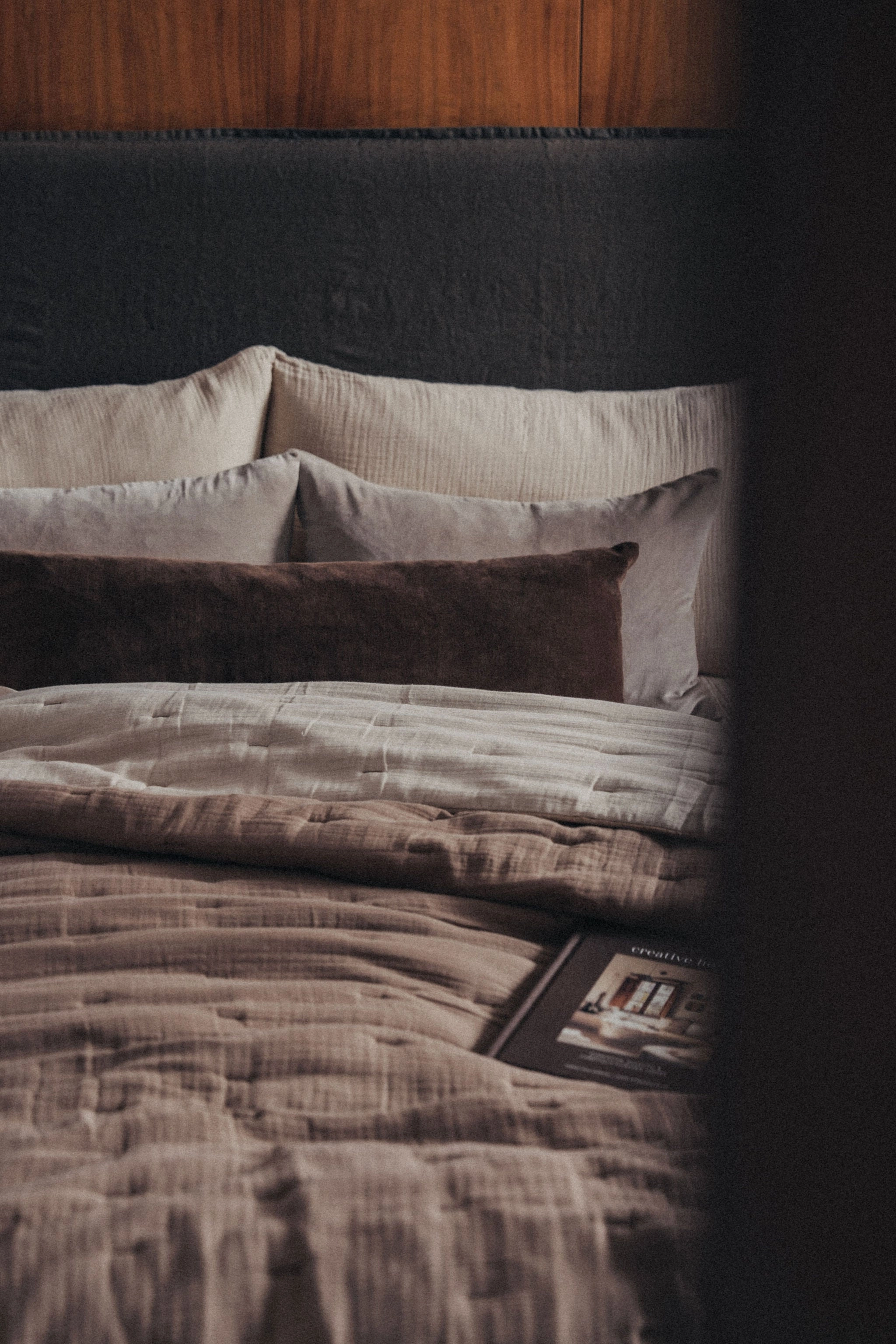 Velvet Bolster Cushion | No Fringe | Chocolate