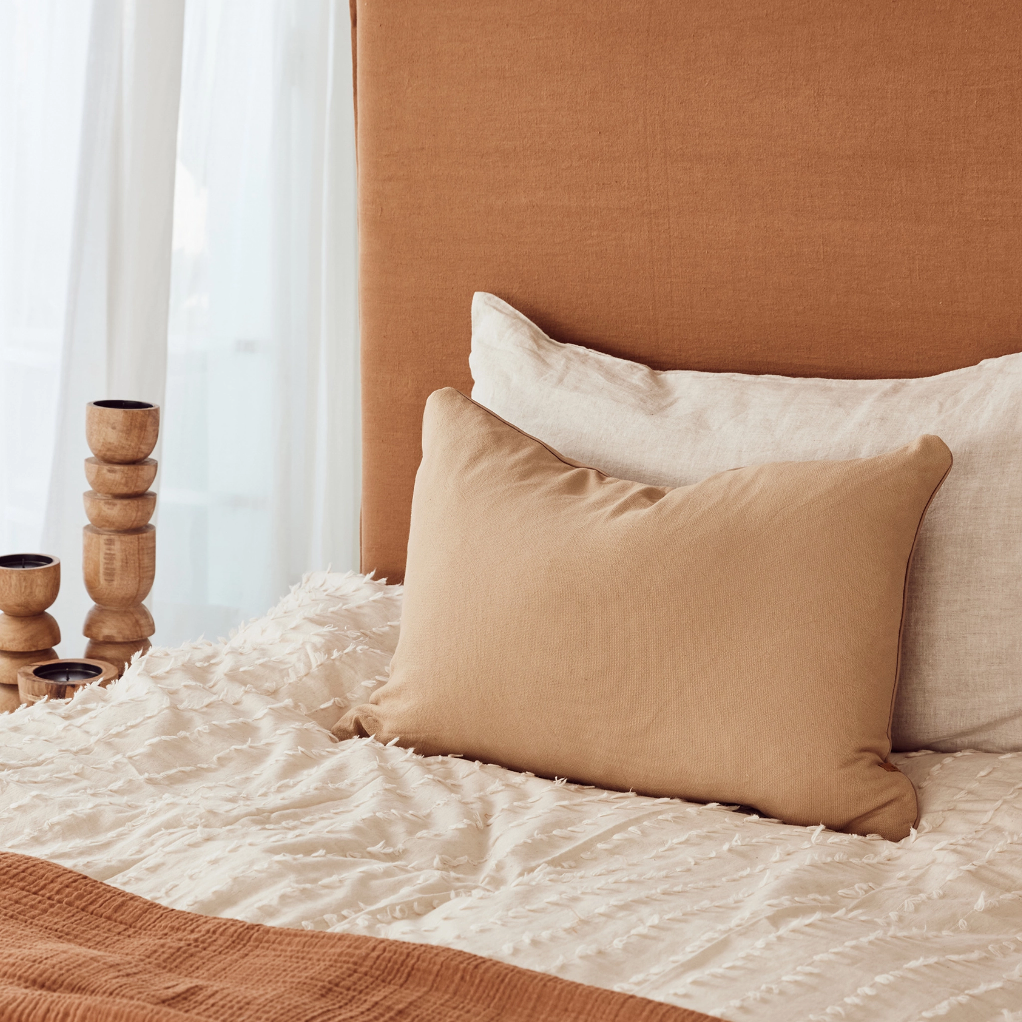 Vintage Wash Cushion | Nutmeg w Piping