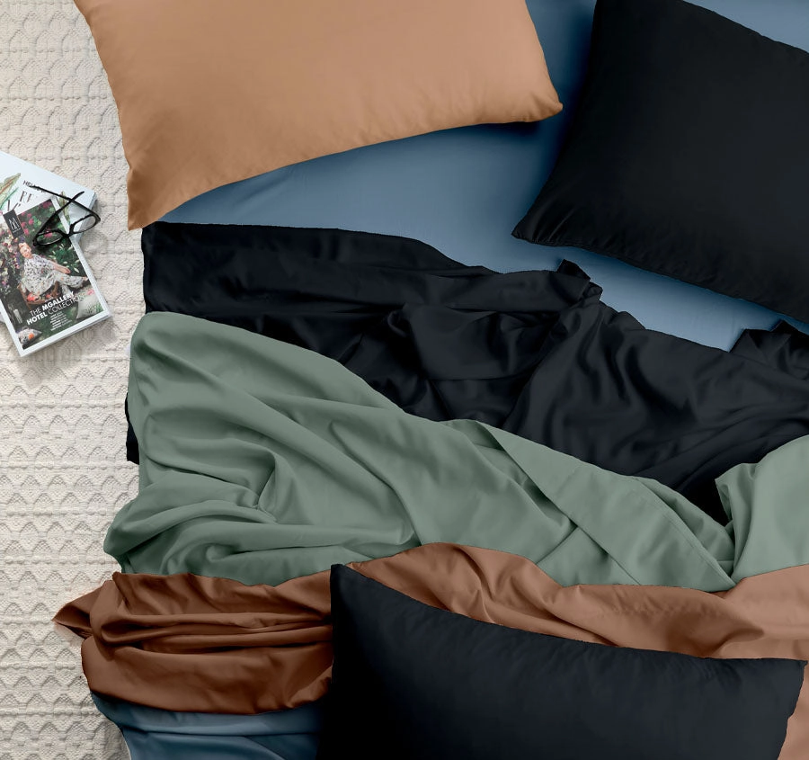 Vintage Washed Soft Microfibre Sheet Set Range Charcoal