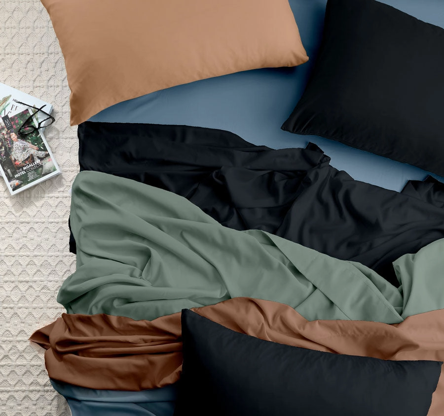 Vintage Washed Soft Microfibre Sheet Set Range Pewter