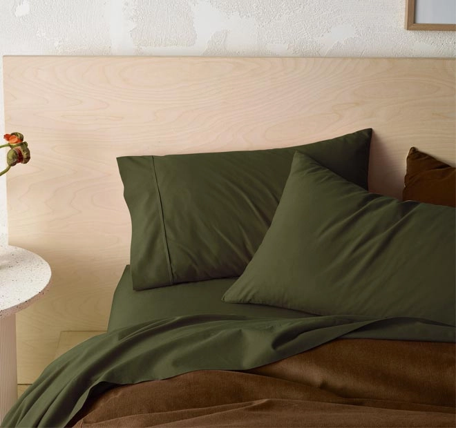 Washed Cotton Sheet Set Range Olive