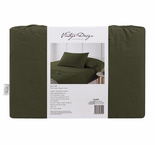 Washed Cotton Sheet Set Range Olive