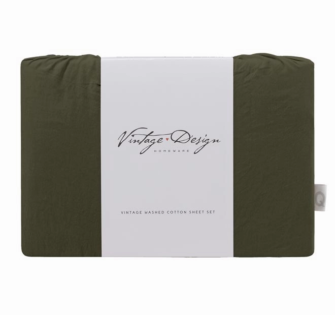 Washed Cotton Sheet Set Range Olive