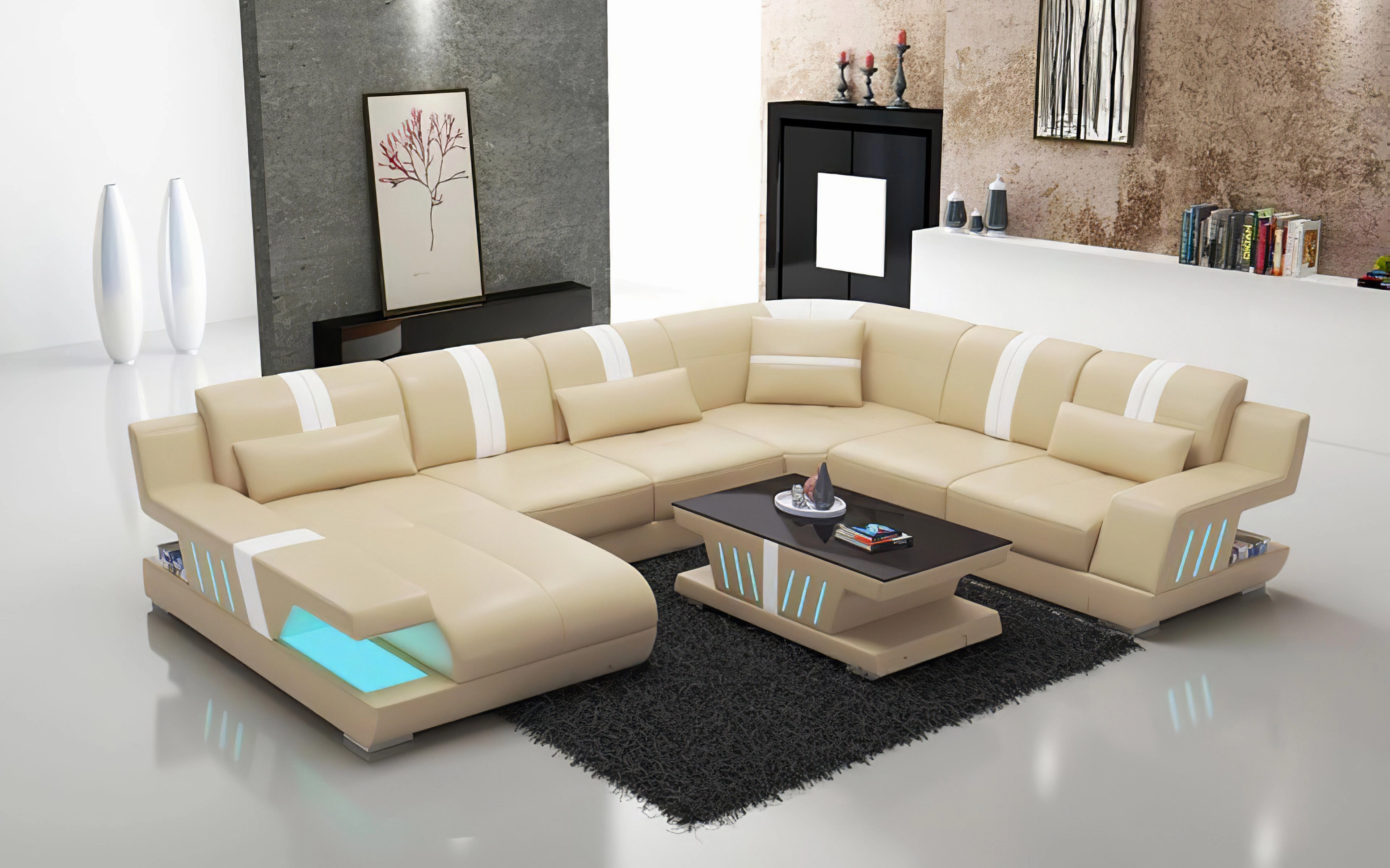 Yuli Modern U Shape Leather Sectional
